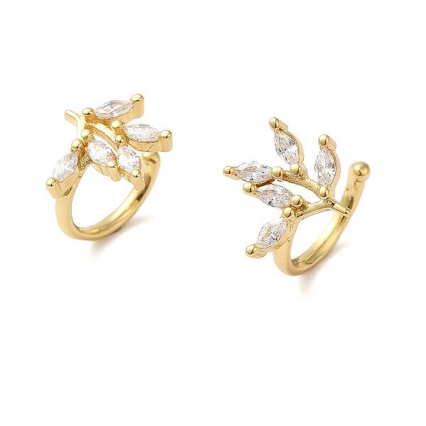 Brass Micro Pave Clear Cubic Zirconia Cuff Earrings for Women