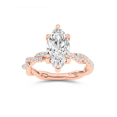 ChiraTan Marquise Lab Grown Diamond Engagement Ring | 14K Rose Gold 3 3/8 CT. TW.