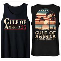 Retro Gulf Of USA America  2025 American Flag Gulf Mexico Vest, Graphic Printed Unisex Classic Cotton