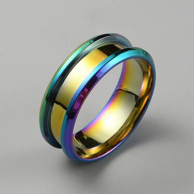 304 Stainless Steel Grooved Finger Ring Settings