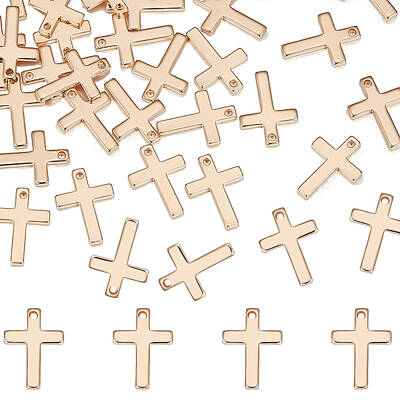 40Pcs Brass Tiny Cross Charms