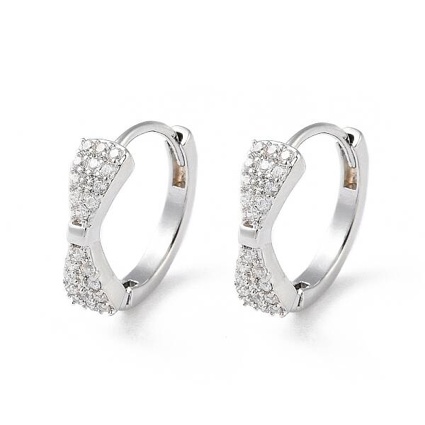 Brass Micro Pave Cubic Zirconia Hoop Earrings