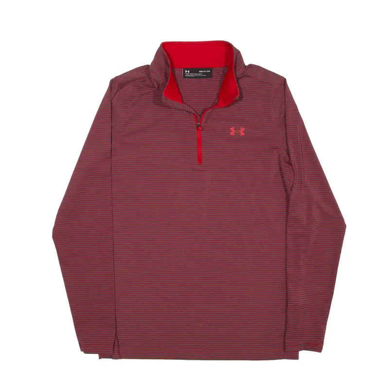 UNDER ARMOUR Striped Sweatshirt Red 1/4 Zip Mens S