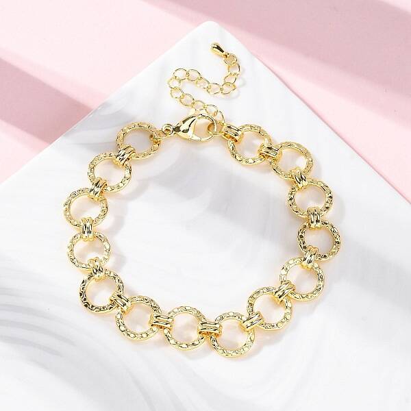 Brass Ring Chain Link  Bracelets for Women Men