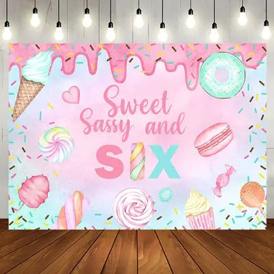 Colorful Sweet Sassy Candy 6th Birthday Backdrop - Aperturee