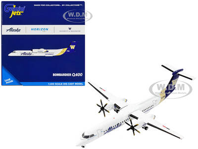 Bombardier Q400 Commercial Aircraft Alaska Airlines - University of Washington Huskies White with Purple and Gold Tail 1/400 ...