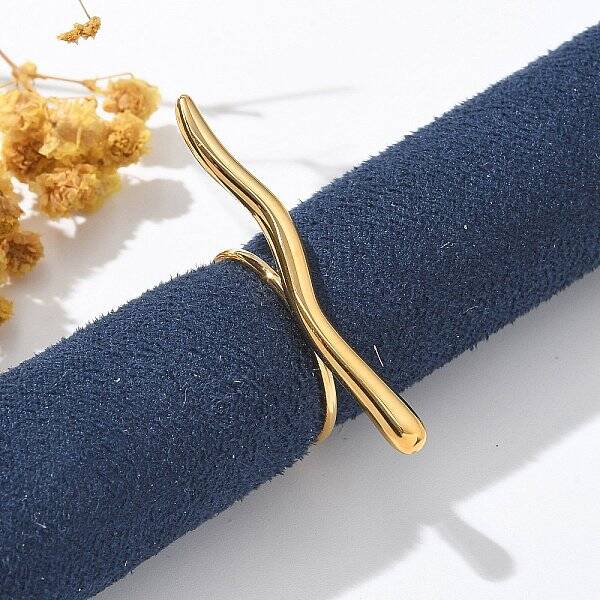 304 Stainless Steel Bar Open Cuff Rings for Women