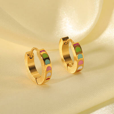 Stainless Steel Enamel Hoop Earrings