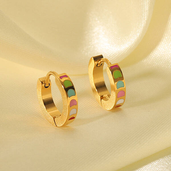 Stainless Steel Enamel Hoop Earrings