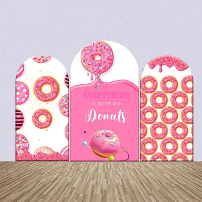 Everthing Is Better Pink Doughnuts Arch Backdrop Kit - Aperturee