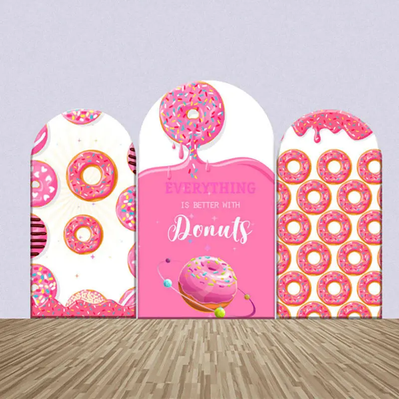 Everthing Is Better Pink Doughnuts Arch Backdrop Kit - Aperturee