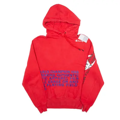 CHAMPION Hoodie Red Pullover Mens S