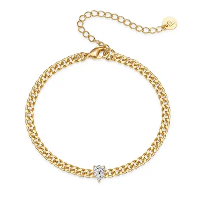 PAVOI 14K Gold Plated Women's Cubic Zirconia Solitaire Diamond Curb Cable Bracelet