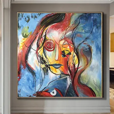 Original Abstract Painting Colorful Painting Face Abstract Art Painting Abstract Oil Canvas Painting  | INTUITION