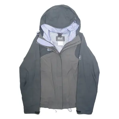 JACK WOLFSKIN Mesh Lined Womens Rain Jacket Grey Hooded M