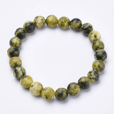 Natural Yellow Turquoise(Jasper) Beaded Stretch Bracelets