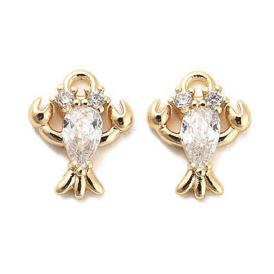 Brass Micro Pave Clear Cubic Zirconia Charms