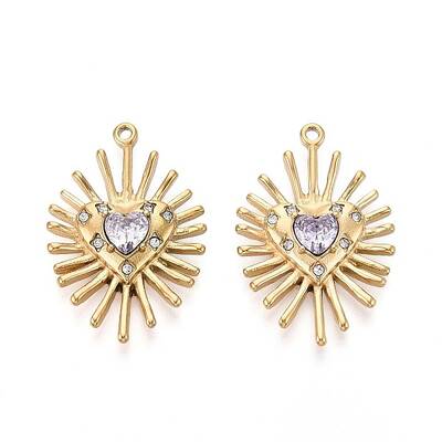 304 Stainless Steel Micro Pave Cubic Zirconia Pendants