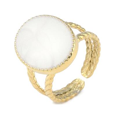 Ion Plating(IP) 304 Stainless Steel Enamel Oval Cuff Finger Rings