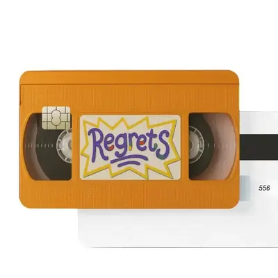 Regrets Card Cover – Retro Orange VHS Tape Vinyl Wrap Sticker Skin