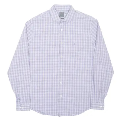 CALVIN KLEIN Fitted Mens Shirt Purple Check Long Sleeve M