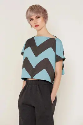 Namaka Top (Grey and Aqua) | size: one size