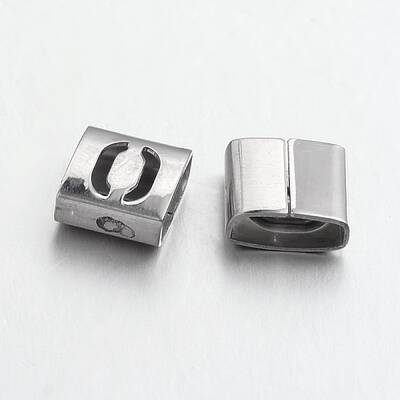 Tarnish Resistant Letter Style 201 Stainless Steel Square Slide Charms