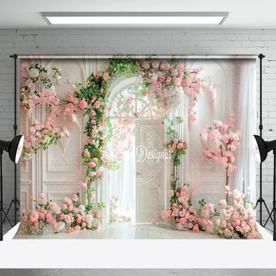 White Retro Wall Greenery Floral Wedding Backdrop