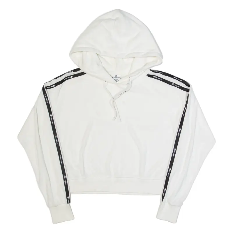CHAMPION Towelling Cropped Womens White Hoodie S