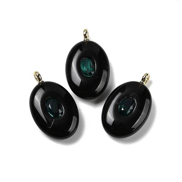 Natural Obsidian & Cubic Zirconia Pendants