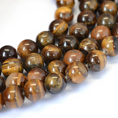 Grade AB Natural Tiger Eye Round Bead Strands