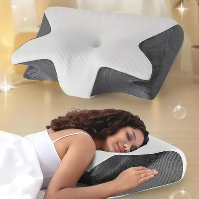 Memory Foam Neck Pillow, 1 Count Comfortable & Breathable Neck Pillow, Sleeping Pillow for Side Sleeping, Back Sleeping