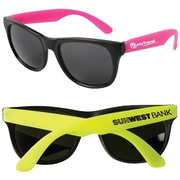 144 Custom Neon Sunglasses - Black Frame - UV Protection