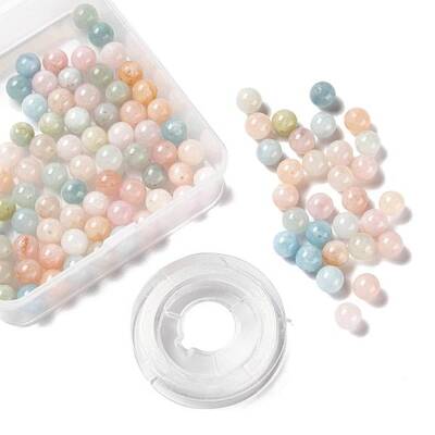 100Pcs 8mm Natural Morganite Round Beads