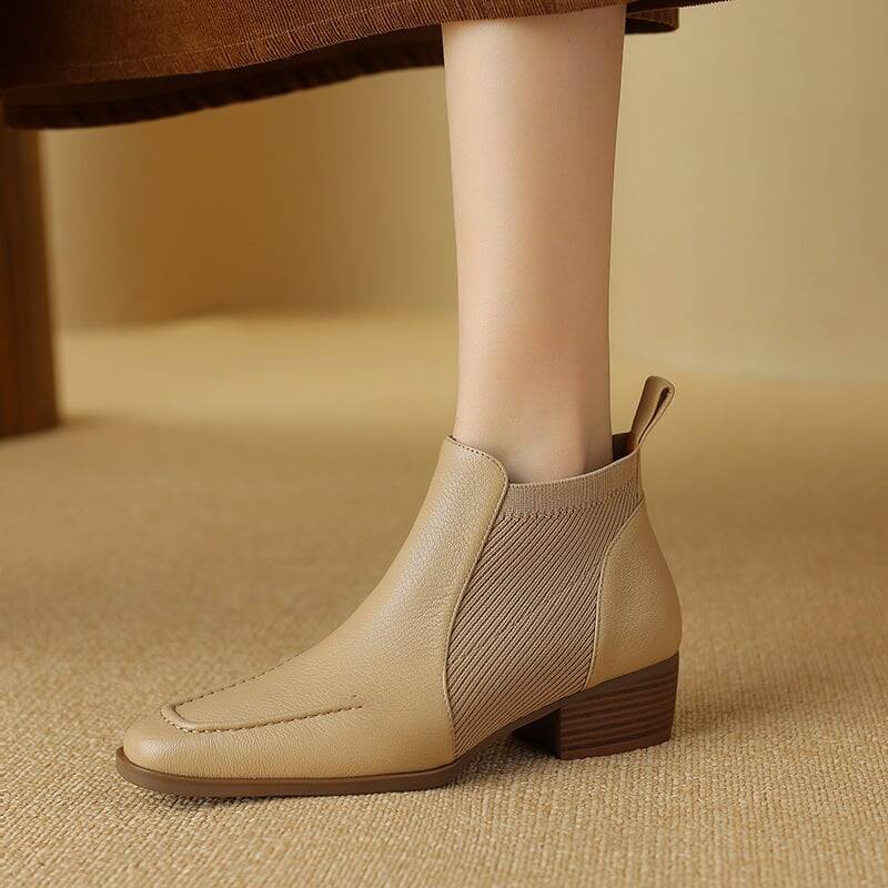 CHIKO Arabella Square Toe Block Heels Ankle Boots