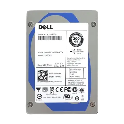 0TPWNJ Dell 200GB Single-Level Cell SAS 6Gb/s Hot-Pluggable 2.5-Inch Solid State Drive for PowerEdge Servers