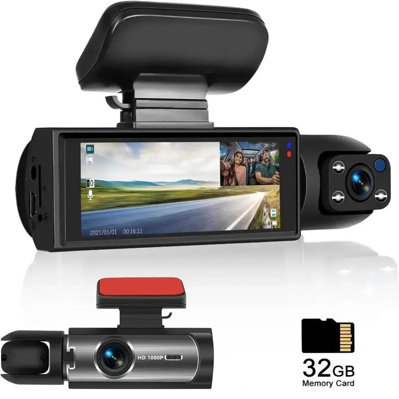 Dual Lens Vehicle DVR, 1080P HD Front & Rear Camera Car DVR, 32GB Car Video Surveillance, WiFi Car Dashcam, Car Driving Recor...