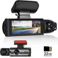 Dual Lens Vehicle DVR, 1080P HD Front & Rear Camera Car DVR, 32GB Car Video Surveillance with 3.16 Inch IPS Display, 24-hour ...