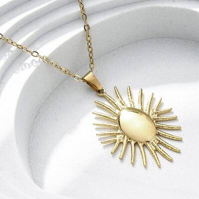 Sunflower 304 Stainless Steel Pendant Necklaces