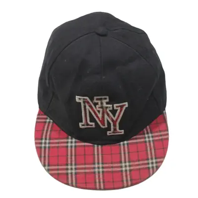 New York Plaid Flat Peak Baseball Cap Black Mens One Size