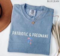Comfort Colors Patriotic and Pregnant Tee, 4th of July Pregnancy Announcement T-shirt, Mom to Be Shirt, Fourth of July Reveal...