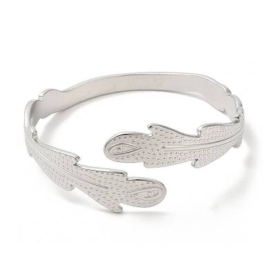 Non-Tarnish 304 Stainless Steel Feather Cuff Bangles