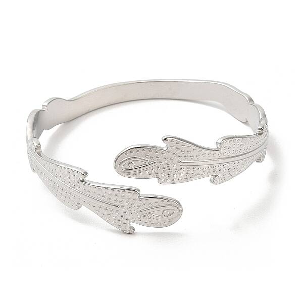 Non-Tarnish 304 Stainless Steel Feather Cuff Bangles