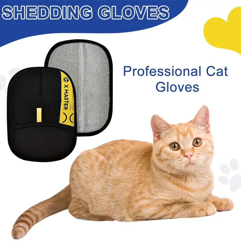 Reusable Electrostatic Pet Hair Removal Gloves – Double-Sided Grooming Mitt for Cats & Dogs | Gentle Deshedding Glove for F...