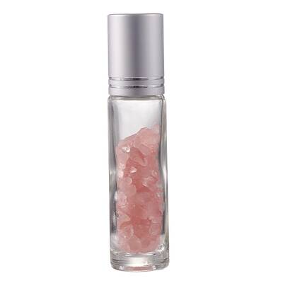 Natural Rose Quartz Chip Bead Roller Ball Bottles
