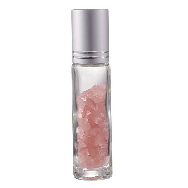 Natural Rose Quartz Chip Bead Roller Ball Bottles