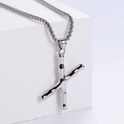 3Pcs Stainless Steel Textured Letter Pendant Box Chain Necklaces