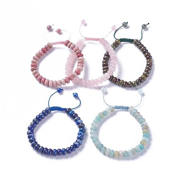 Adjustable Natural & Synthetic Mixed Stone Braided Bead Bracelets