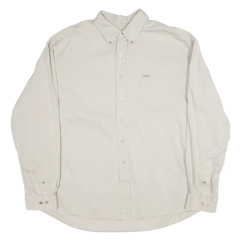 CALVIN KLEIN Mens Plain Shirt Beige Long Sleeve XL