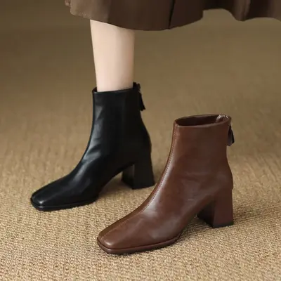CHIKO Yamelia Square Toe Block Heels Ankle Boots